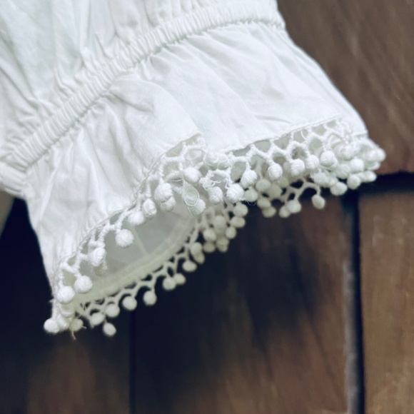 Free People Louella Embroidered Blouse Top Shirt Puff Sleev White Ivory Cotton L - Picture 11 of 17